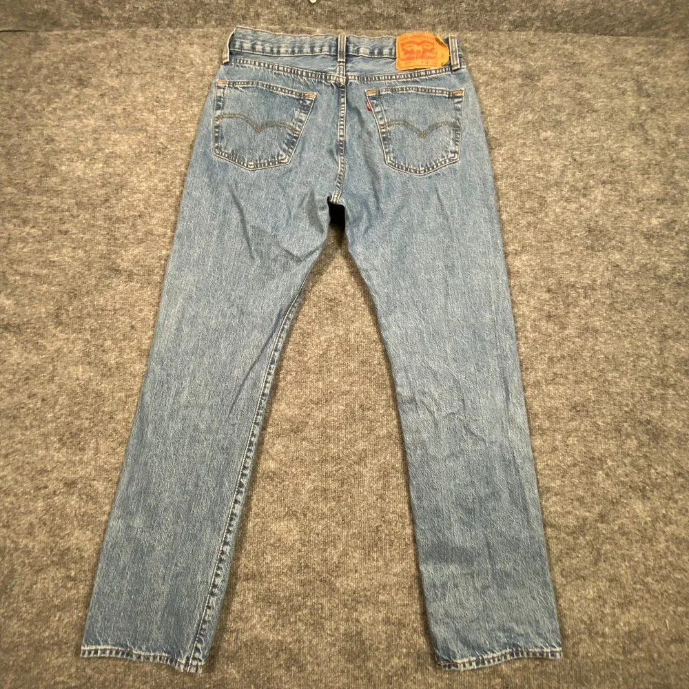 Levis 501 Original Fit Mens Jeans 34x32 Medium Wash Blue Button Fly Straight Leg